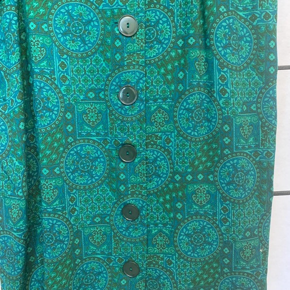 RELOMS Vintage Mandala Paisley Button Down Dress Green Women's Size 20 - Picture 5 of 12